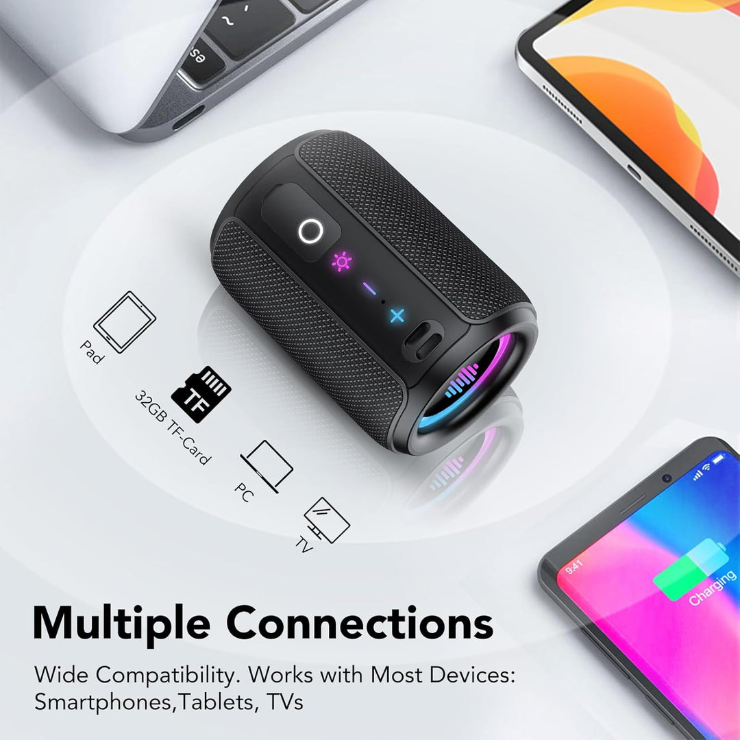 Bluetooth Lautsprecher, Kleine Musikbox Bluetooth 5.4, 15W Kraftvoller Bass, mit 12 Stunden Akkulauf