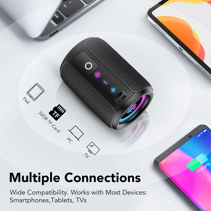 Bluetooth Lautsprecher, Kleine Musikbox Bluetooth 5.4, 15W Kraftvoller Bass, mit 12 Stunden Akkulauf