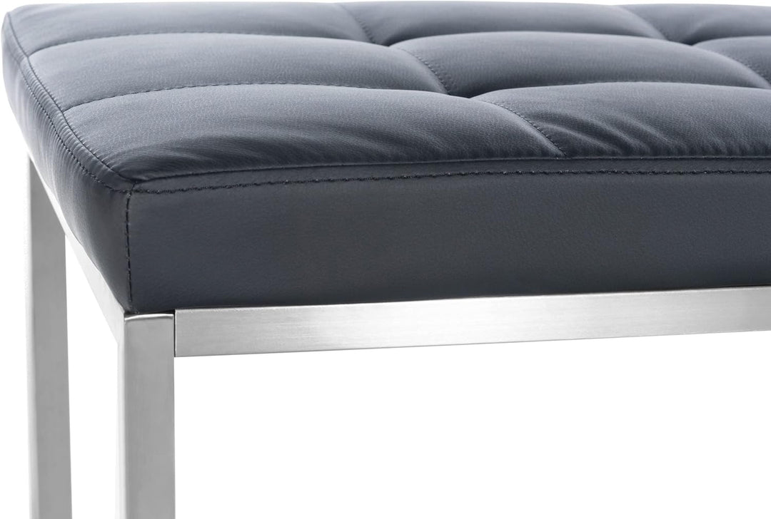 CLP Edelstahl Küchenbank Barci Kunstleder I Moderne 2er-Sitzbank Mit Polsterung Für Esszimmer Und Kü