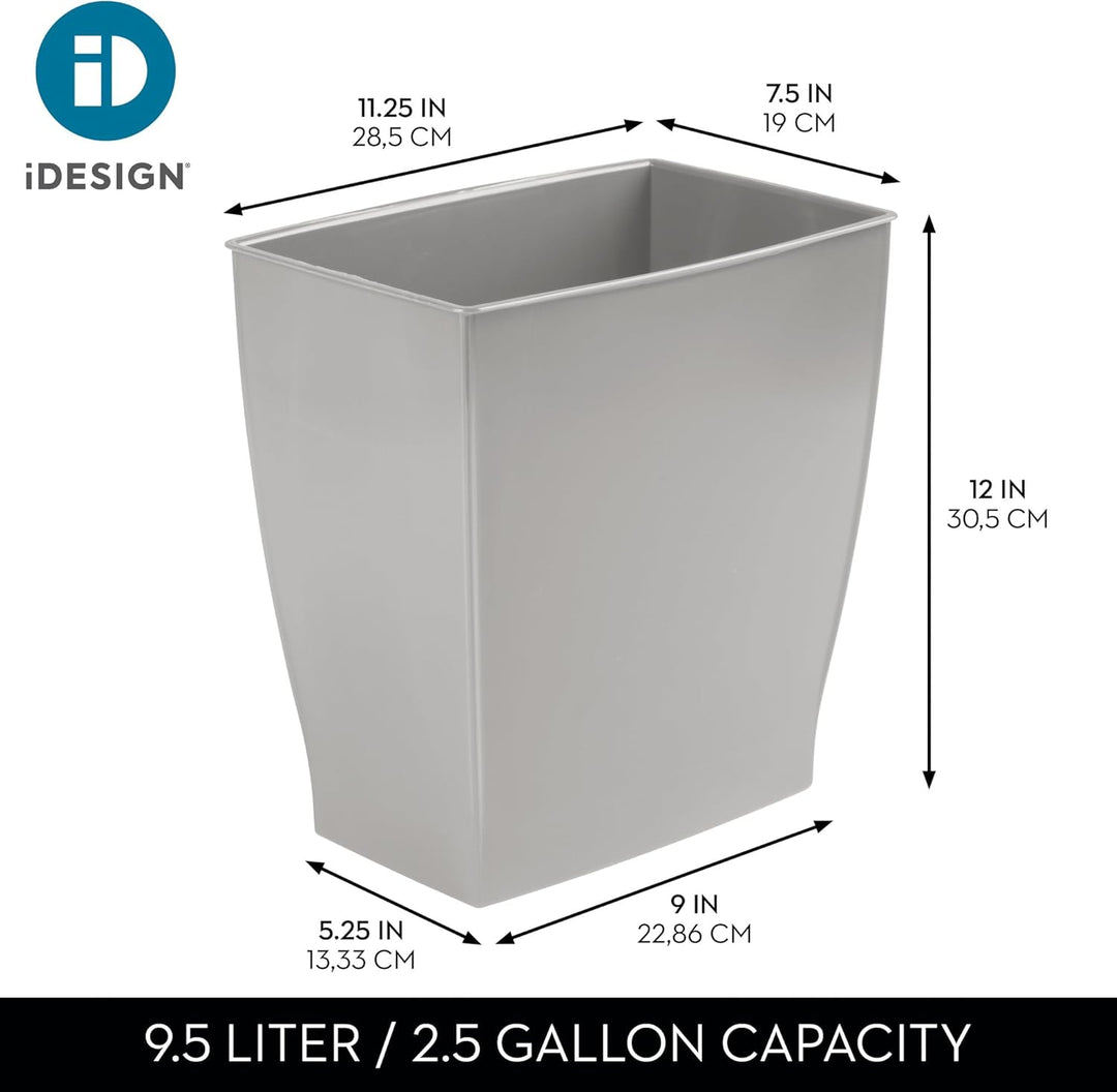 iDesign InterDesign Rechteckiger Spa-Abfalleimer, 11 Liter, grau, Gray, Grau