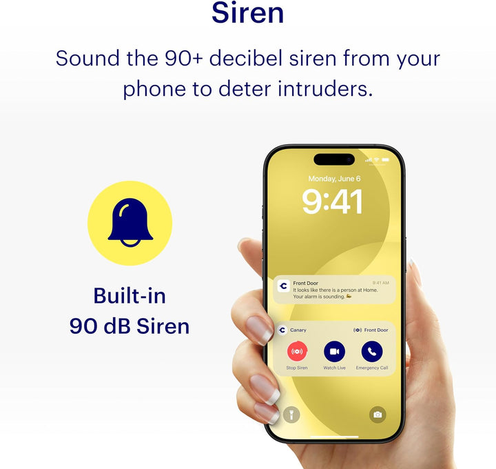 Canary Pro Indoor Überwachungskamera 1080p HD WiFi IP, 24/7 Live-Übertragung, Sirene, Raumklima-Über