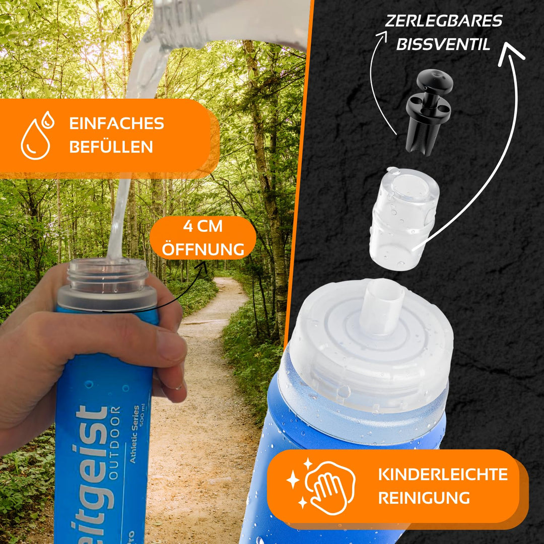 Soft Flask 500 ml FRX Pro (2er Set) Laufflasche TPU, BPA-frei, Faltflasche, faltbare Trinkflasche fü