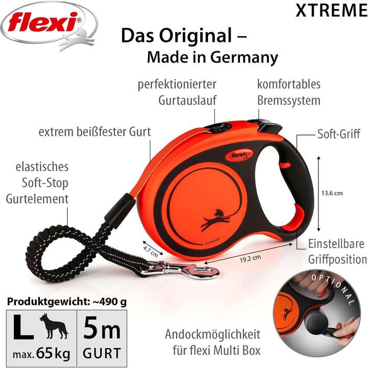 flexi Rollleine Xtreme - Tape Leash schwarz orange, L (1er Pack), XT30T5.251.S OR schwarz orange L,