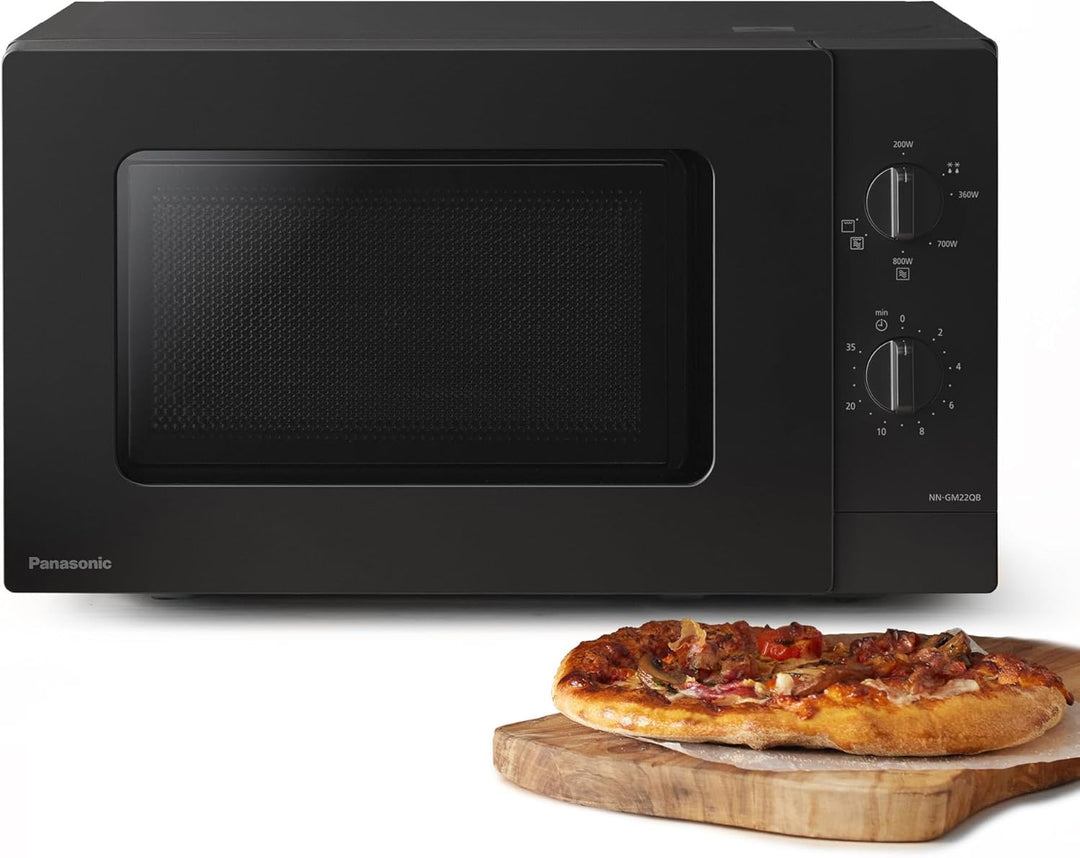 Panasonic NN-GM22QBEPG 20L Grill-Mikrowelle mit Glasplatte und Gitterrost, 800 W, 1000 W Grill, Auft