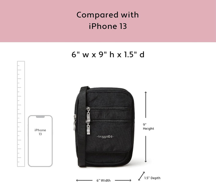 Baggallini RFID Journey Crossbody Schwarz/Sand, Schwarz/Sand