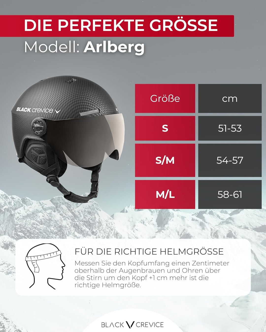 Black Crevice Unisex-Erwachsene Skihelm Arlberg, schwarz carbon, Gr. 58-61 CM (Herstellergrösse:M/L)