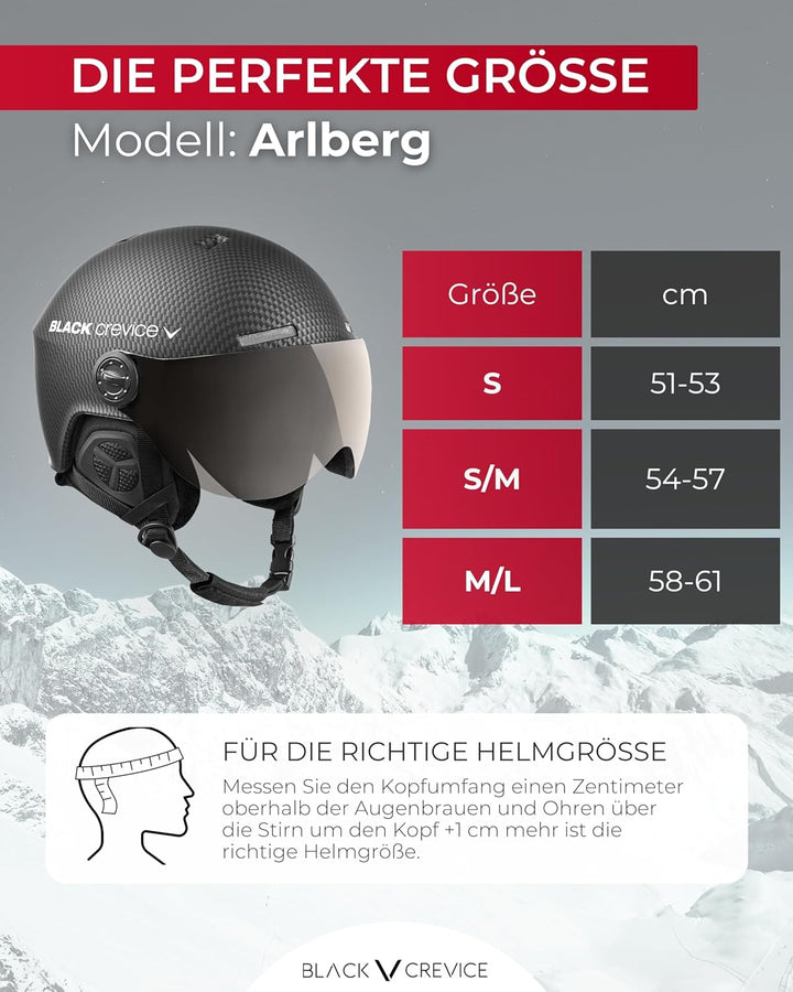 Black Crevice Unisex-Erwachsene Skihelm Arlberg, schwarz carbon, Gr. 58-61 CM (Herstellergrösse:M/L)