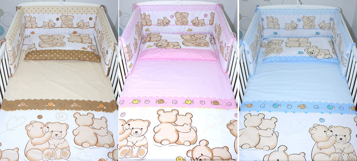 Baby Bettwäsche - Bärchen Braun - Kinderbettwäsche Babybettwäsche mit Kissenbezug Baumwolle (Braun,