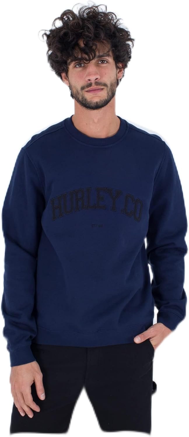 Hurley Herren Applikation Crew Sweatshirt S Obsidian, S Obsidian