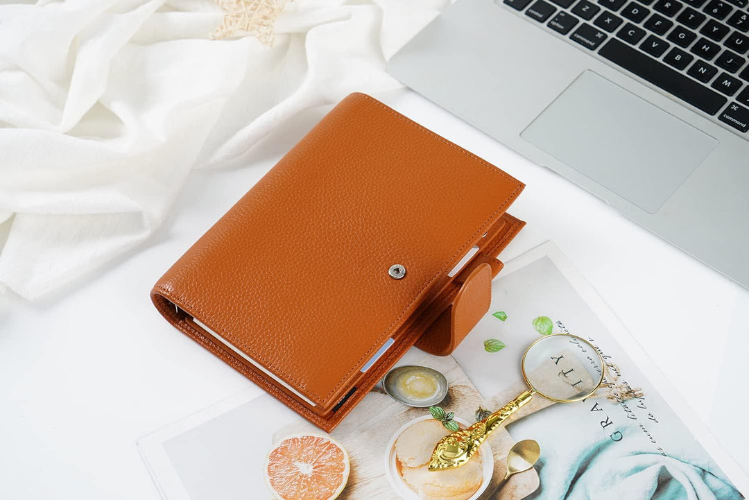 Moterm Personal Regular Ringe Planer - Echtes Leder Binder Organizer (25mm Ring, Kiesel-Gebranntes o