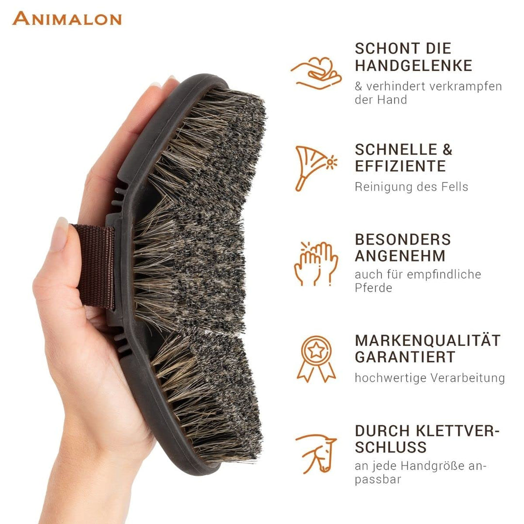 Animalon CareFlex Naturkardätsche | Flexible & hochwertige Schweineborsten Kardätsche für Pferde | m