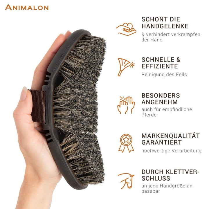 Animalon CareFlex Naturkardätsche | Flexible & hochwertige Schweineborsten Kardätsche für Pferde | m