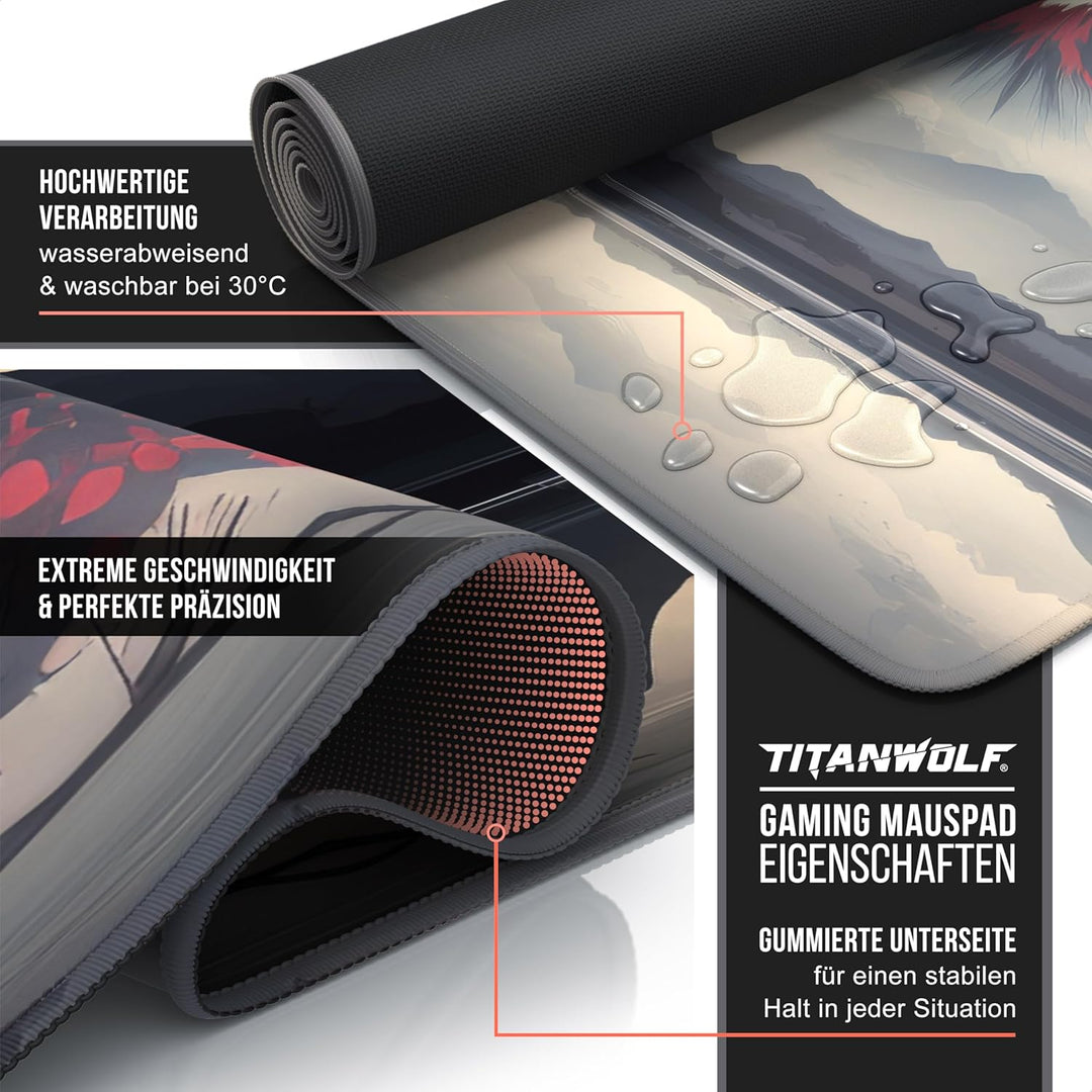 TITANWOLF - XXL Speed Gaming Mauspad 900 x 400mm - XXL Mousepad - Tischunterlage Large Size - verbes