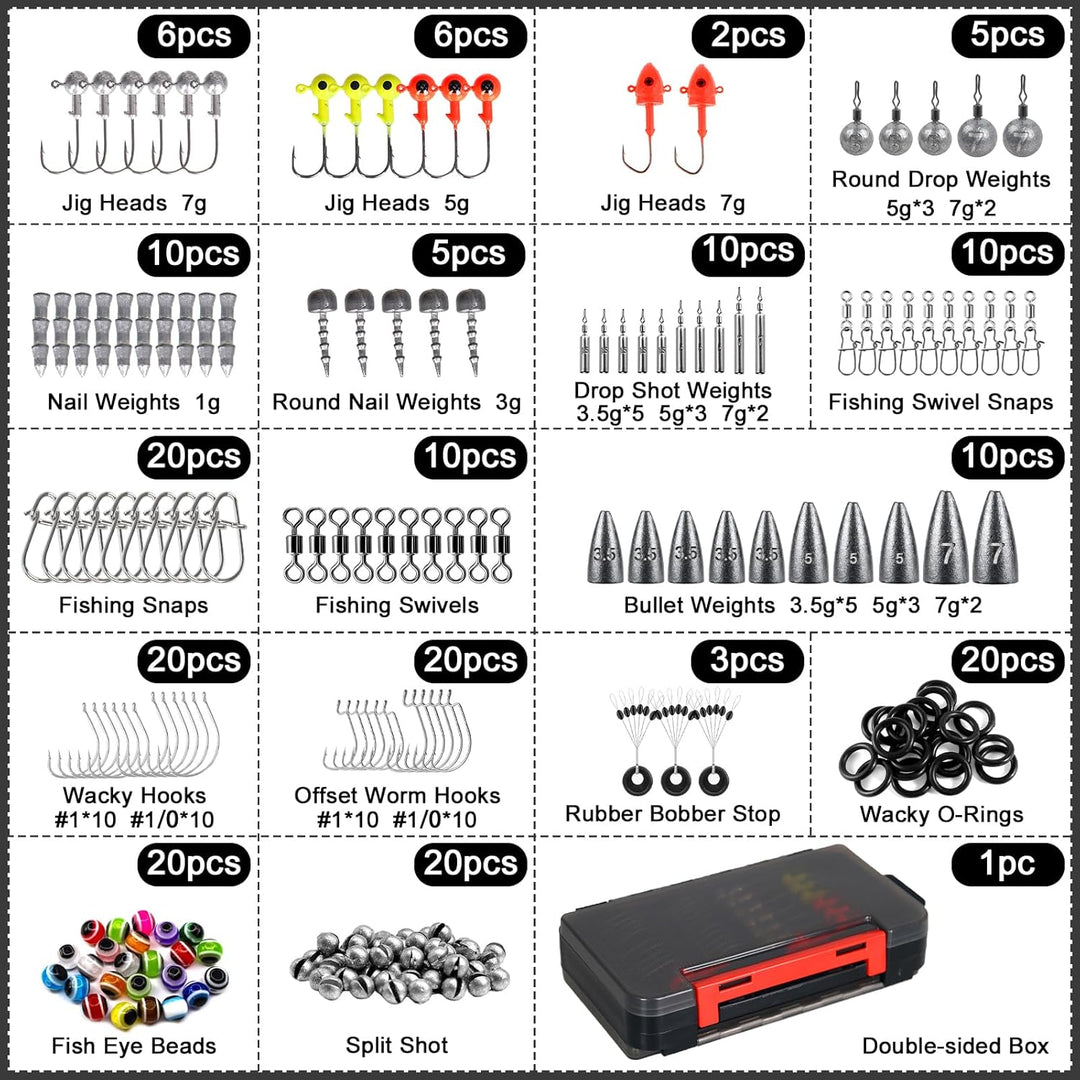 Leeko 198 Pcs Angelzubehör-Kit, Angeln Zubehör Tackle Box mit Tackle enthalten, Angelhaken, Angeln G