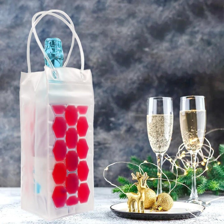 Kühltasche für Weinflaschen, transparent, 3 Stück (rot), Rot