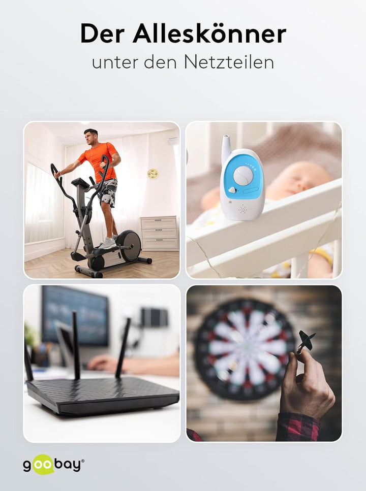 Goobay 54799 Universal Netzteil 9V - 24V max 24 W Netzgerät mit Adapter 1x Klinkenstecker & 6x DC-St