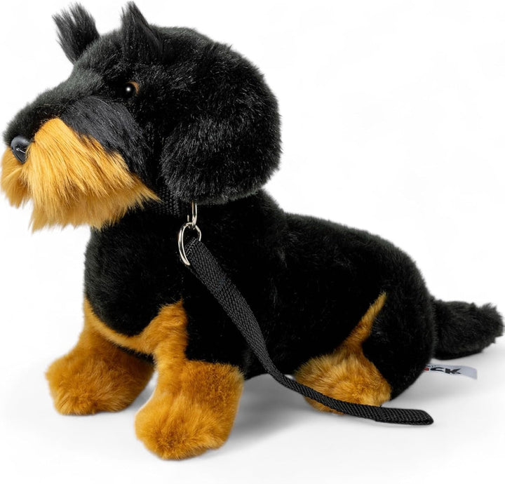 Carl Dick Dackel, Rauhaardackel mit Leine sitzend schwarz, Hund, Plüschtier, Kuscheltier ca. 30cm 35