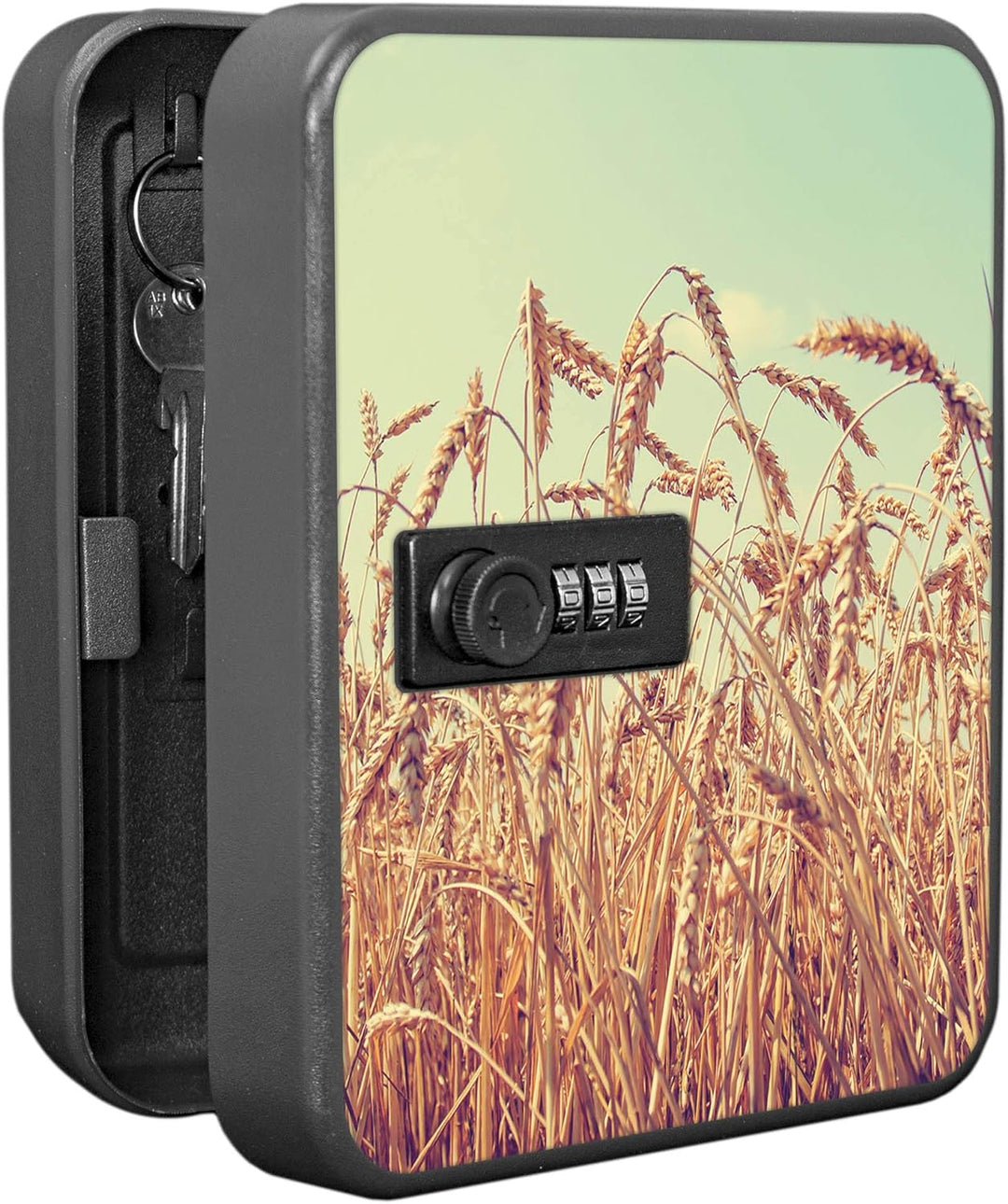 banjado® Burg-Wächter® abschliessbarer Schlüsselkasten mit Motiv Erntezeit für 20 Schlüssel - Schlüs