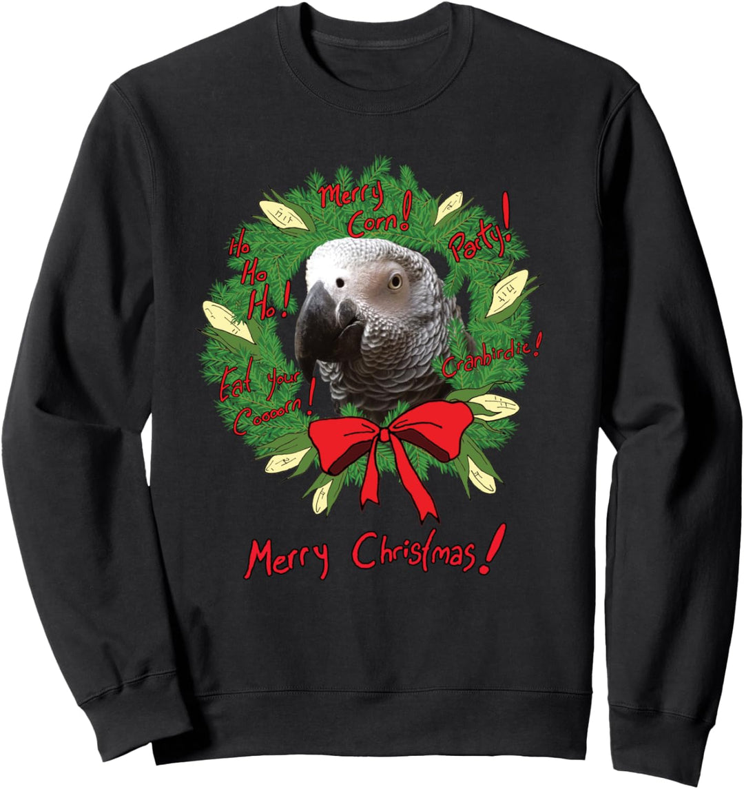 Afrikanischer Graupapagei Fröhlicher Mais-Weihnachtskranz Sweatshirt