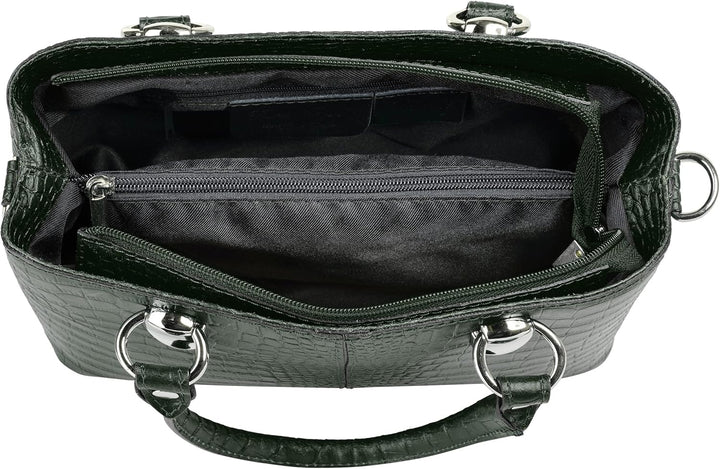 Cluty Umhängetasche echt Leder Damen - 021374 Dunkelgrün, Dunkelgrün