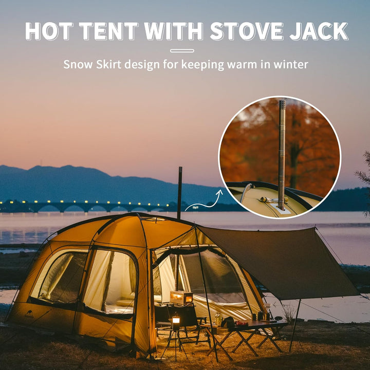 Naturehike Campingzelt 2-4 & 3-6 Personen Thermozelt Hot Tent mit Herdwagenheber PU3000mm UPF50+ mit
