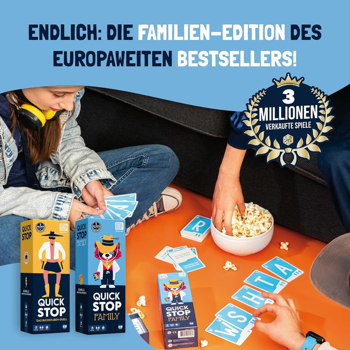 ATM Gaming QuickStop - Das Buchstaben-Duell - Familien-Edition - Kartenspiel für Kinder und Familien