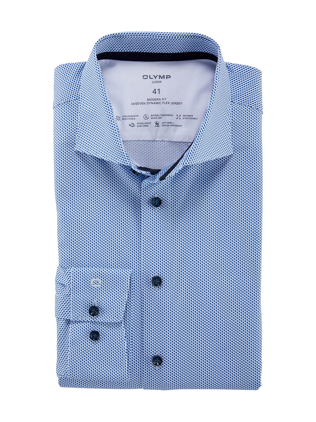 OLYMP Herren Businesshemd Langarm Luxor 24/Seven,modern fit,Kent-Kragen 37 Bleu 11, 37 Bleu 11