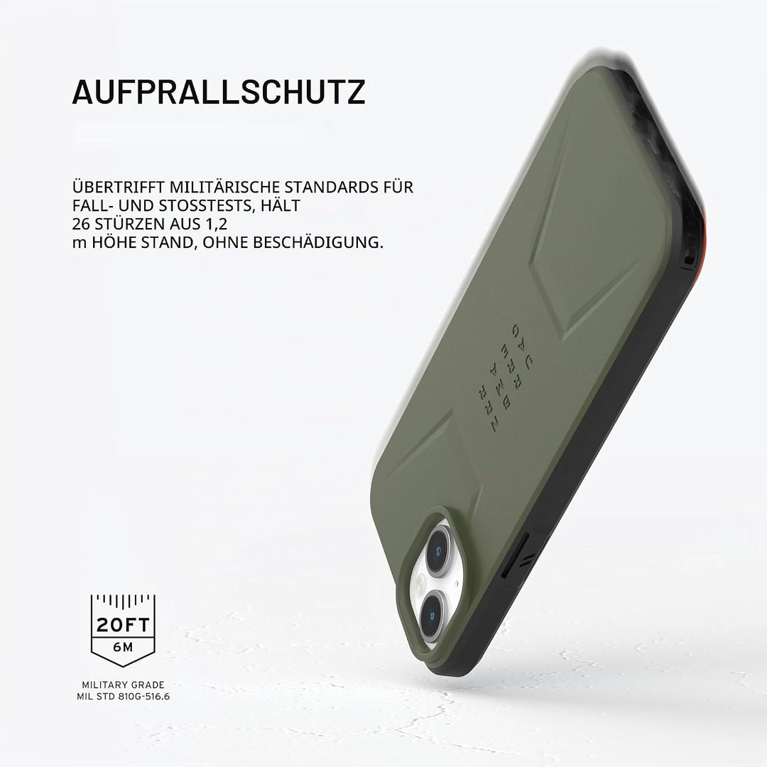 URBAN ARMOR GEAR Civilian Case kompatibel mit Apple iPhone 15 Plus Hülle [Wireless Charging/Magnetis