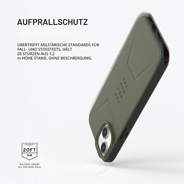 URBAN ARMOR GEAR Civilian Case kompatibel mit Apple iPhone 15 Plus Hülle [Wireless Charging/Magnetis