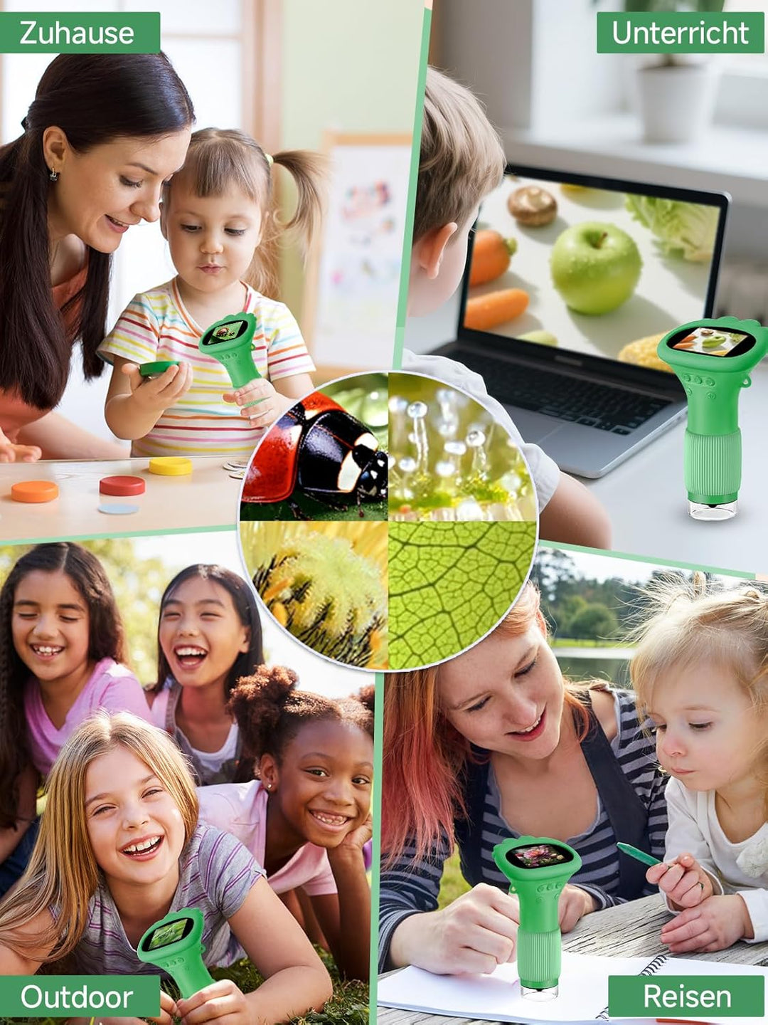 Acoath Mikroskop für Kinder, Digitales Taschenmikroskop mit 2,0" IPS-Bildschirm Lupe 200x Vergrösser
