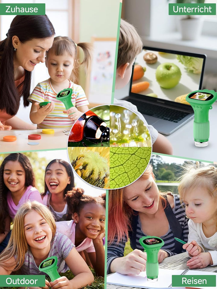 Acoath Mikroskop für Kinder, Digitales Taschenmikroskop mit 2,0" IPS-Bildschirm Lupe 200x Vergrösser