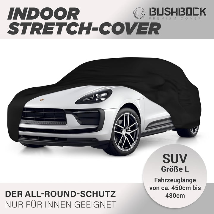 BUSHBOCK® Premium SUV Abdeckung Indoor - Satin Schutzhülle Stoff - Abdeckplane Autoplane Autogarage