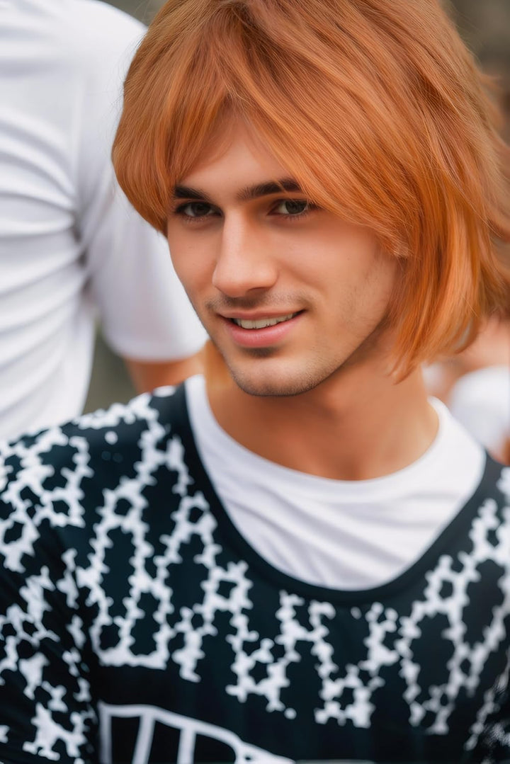 Prettyland C178 - Rot Orange Kurzhaar Kurze Perücke Gestuft Ausgefallen Party, Orange