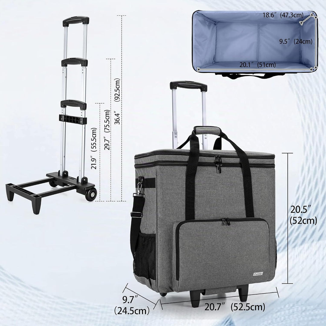 CURMIO Reisetasche für Desktop PC, PC Gehäuse Tasche mit Abnehmbarem Trolley, Desktop-Computer-Trage