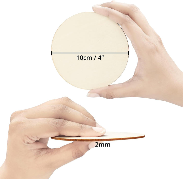 Belle Vous 100er Pack Holzscheiben 10cm - Set Untersetzer Holz - Holzplatte Rund - Zum Basteln Klein