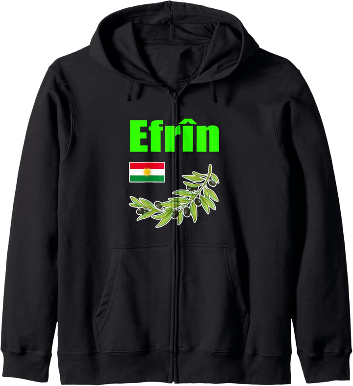 Afrin, Efrin, Kurdisch, Kurdisches Symbol, Kurdistan-Flagge. Kapuzenjacke