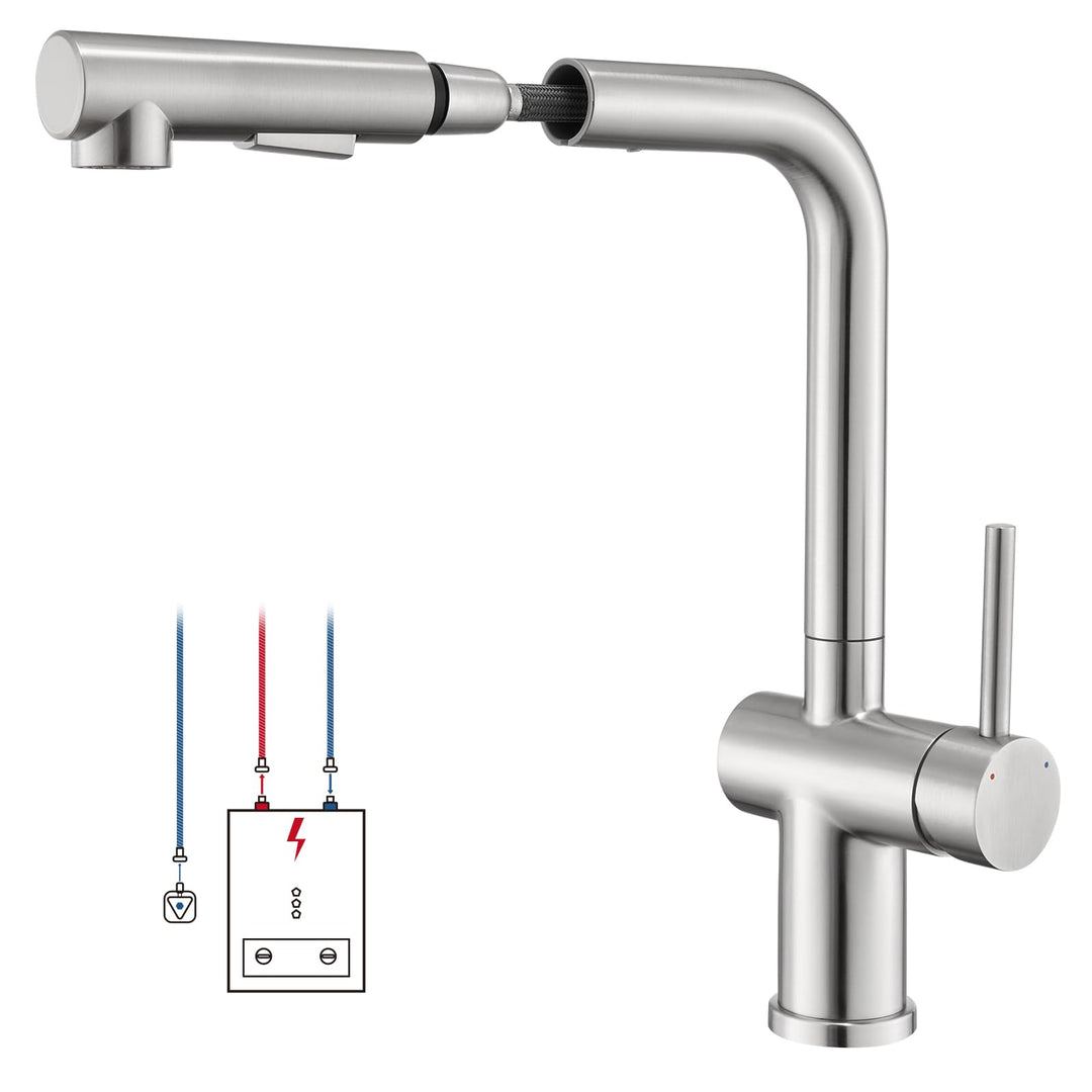BONADE Wasserhahn Küche Ausziehbar, Hochdruck Küchenarmatur mit Brause 2 Strahlarten, 360° Drehbare