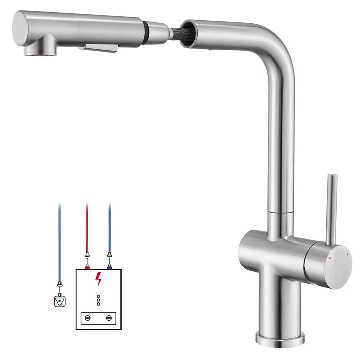 BONADE Wasserhahn Küche Ausziehbar, Hochdruck Küchenarmatur mit Brause 2 Strahlarten, 360° Drehbare