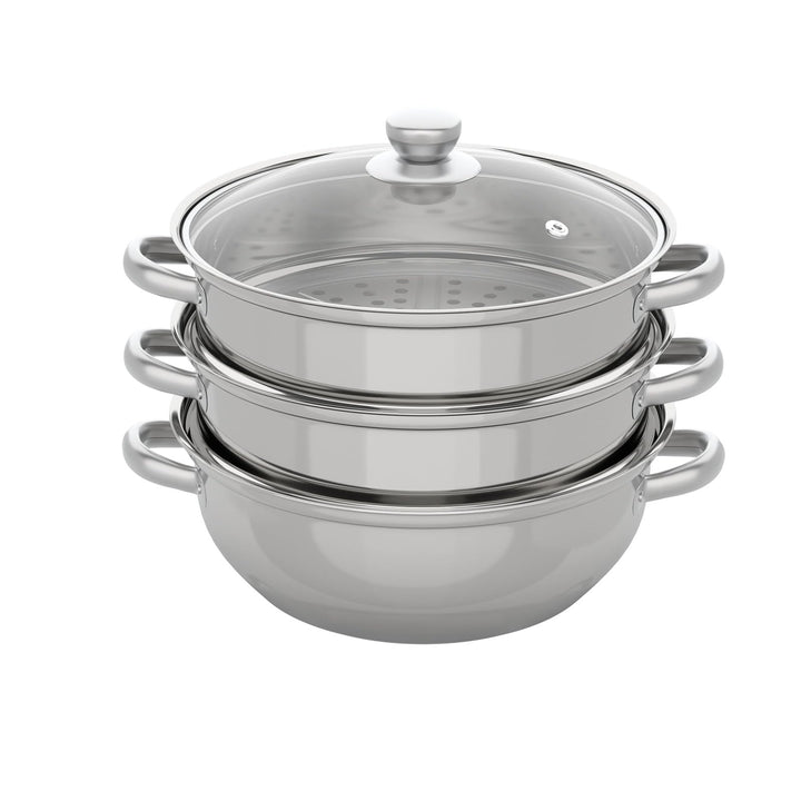 3 Tier Edelstahl Dampfer Dampfgarer Topf 3-Lagig Steam Cooker Kochtopf Dampfgarer für Gas- Elektro-