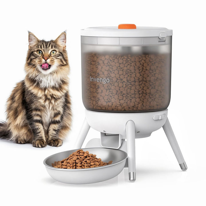 Katzenfutter Automat, Futterautomat Katze mit Zeitsteuerung, 3L Trichter, Doppelstromversorgung, Tro