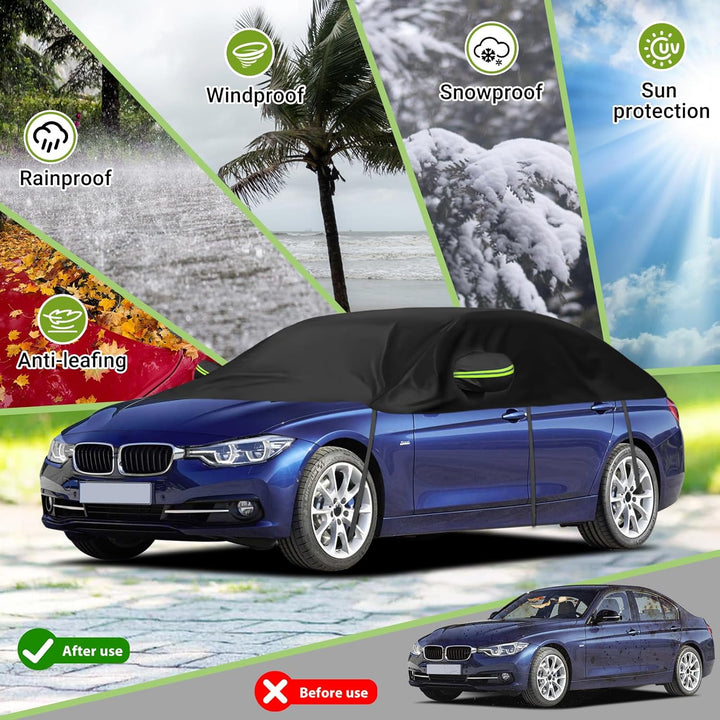 Universelle Halbgarage für Autos 323 * 150 * 49cm, Autoabdeckung Wasserdicht Ersatz für BMW 3 Series
