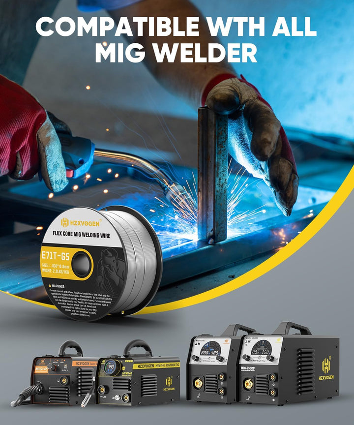 HZXVOGEN Stahldraht Ohne Gas MIG Schweissdraht 0,8mm 1KG und 0,9mm 1KG 0.8mm+0.9mm, 0.8mm+0.9mm