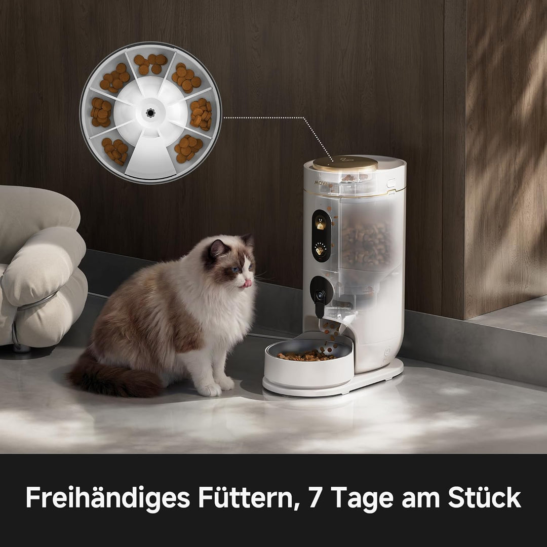 MOVA NutriPal 10 Ultra-Futterautomat mit separatem 7-Tage-Futterbehälter, 1080P HD-Weitwinkelkamera,