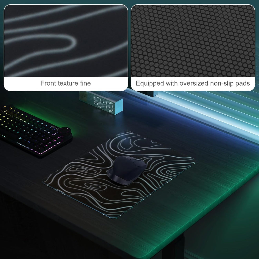 DAWNTREES Glas-Gaming-Mauspad, genaue und schnelle Mausverfolgung, gehärtetes Glas, rutschfeste Gumm