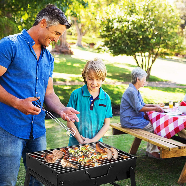 Faltbarer tragbarer Grill, Holzkohlegrill, Grill, Schreibtisch, Tischplatte, Outdoor, Edelstahl, Smo