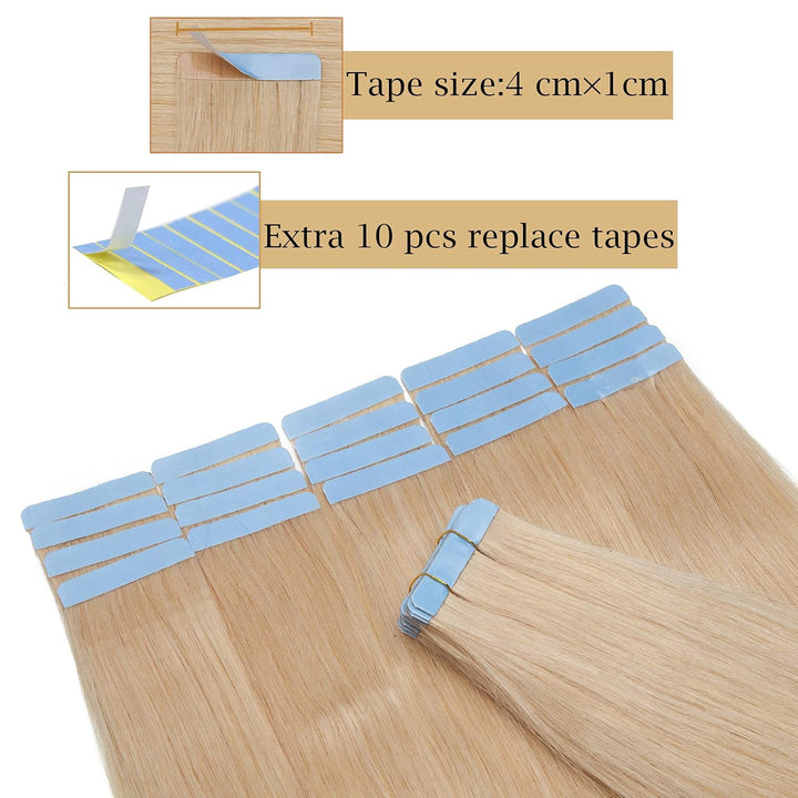 SEGO Tape in Extensions Echthaar Haarverlängerung Klebeband Haarteil 100% Remy Human Haar (40 stück+