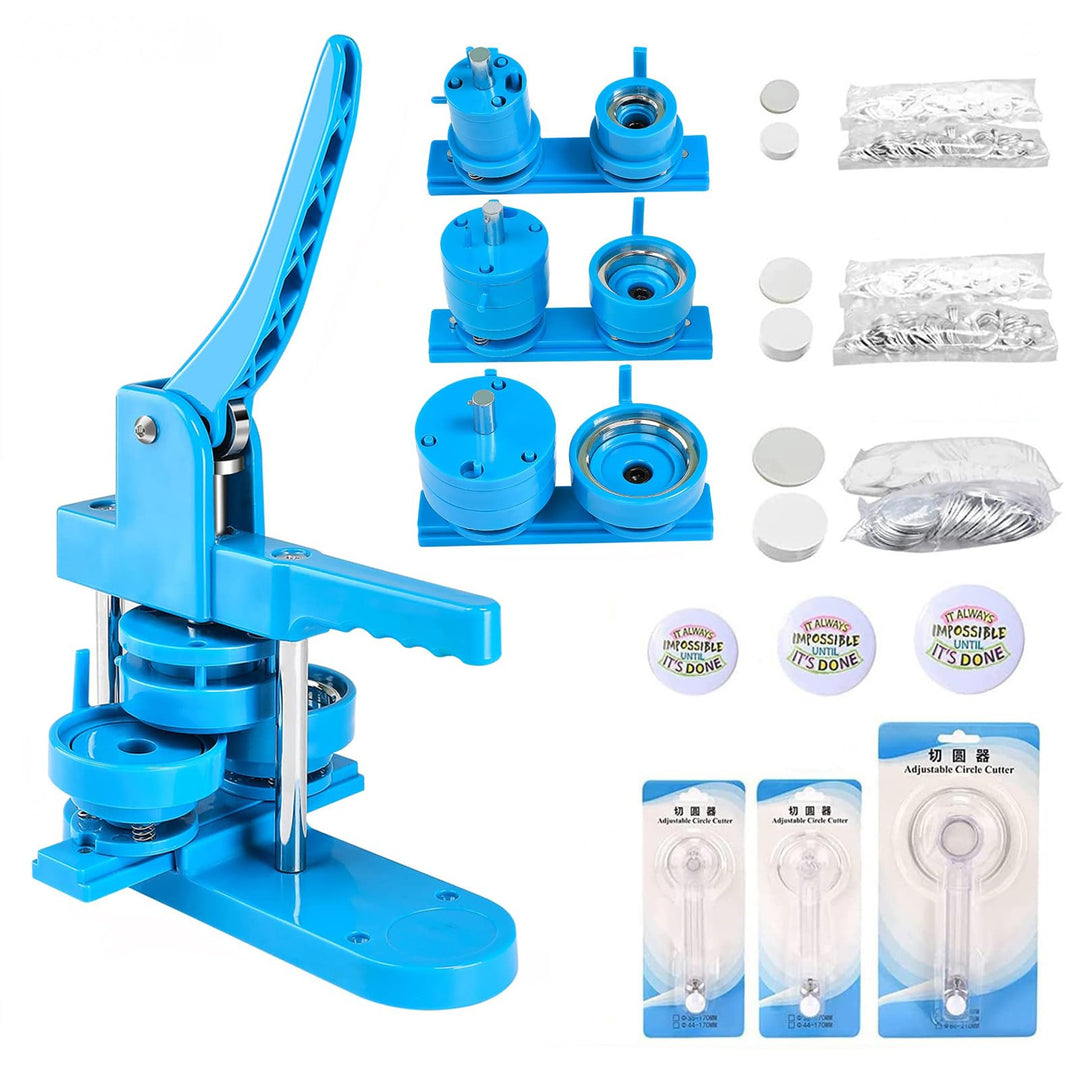 Badge Button Maker Machine (25/32/58mm) 3-in-1 Pin Maker with 300pcs Button Parts, Badge Button Pres