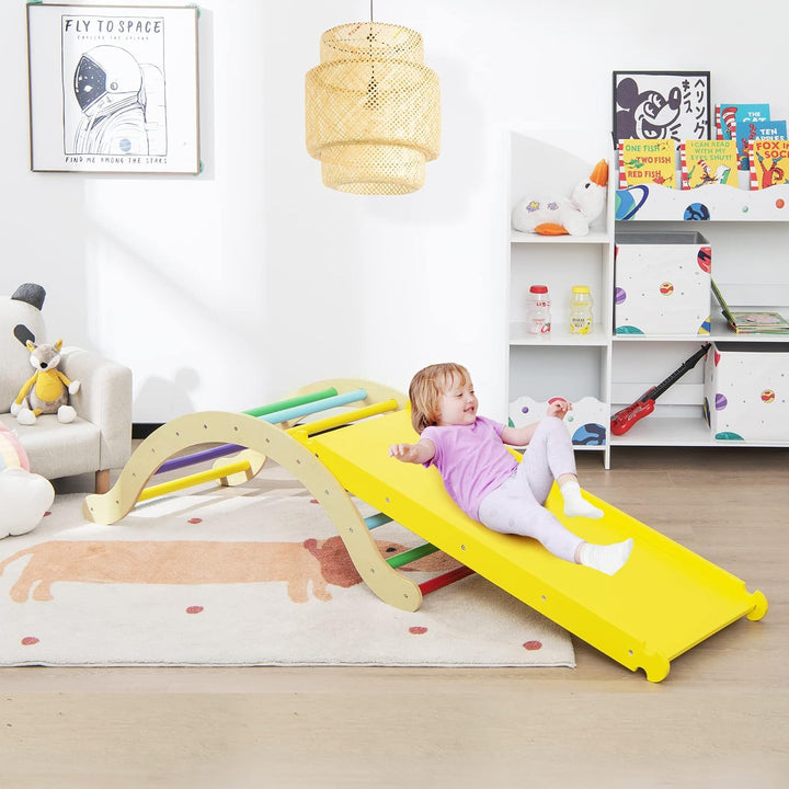 LIFEZEAL 3 in 1 Kletterdreieck mit Rutsche, Klettergerüst Set bis zu 60 kg, Kletterbogen Kinder aus