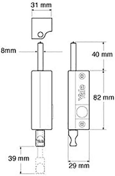 Yale Locks P124 Door Push Bolt Polished Chrome Chrome Finish Visi, Chrome Finish Visi