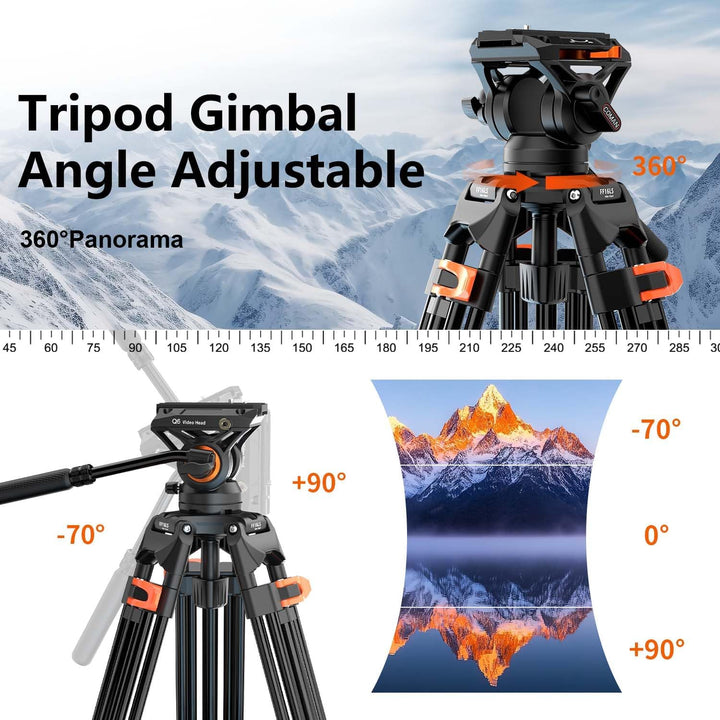 COMAN 186CM Stativ Kamera - Aluminium Mit Camera Tripod 360° Flexibles Schwenken & +90°/-70° Neigen,